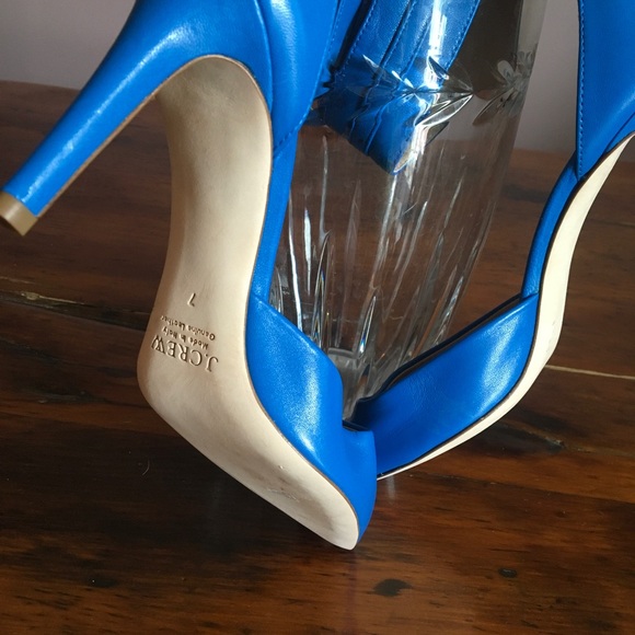 J Crew electric blue leather heels with ankle strap. Size 7 New Made in Italy… - Picture 4 of 5